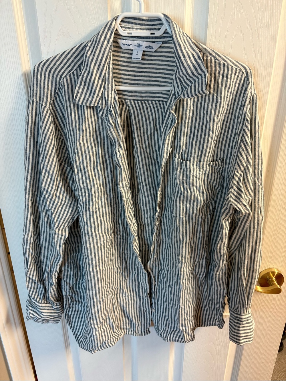Old Navy Stripped Linen Boyfriend Shirt